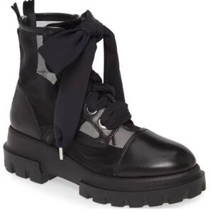 AGL Designer Black Leather/Mesh Boots